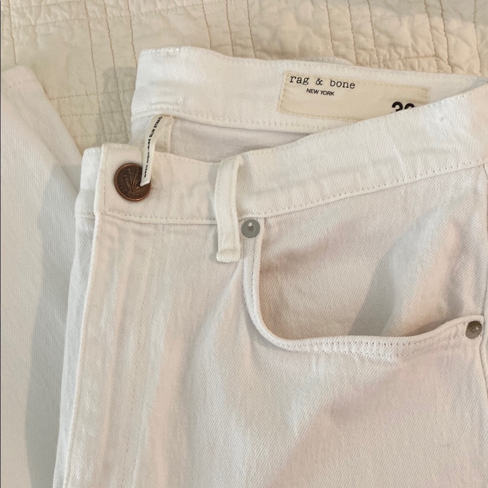 Rag & Bone White Straight Leg Jeans - Picture 9 of 9